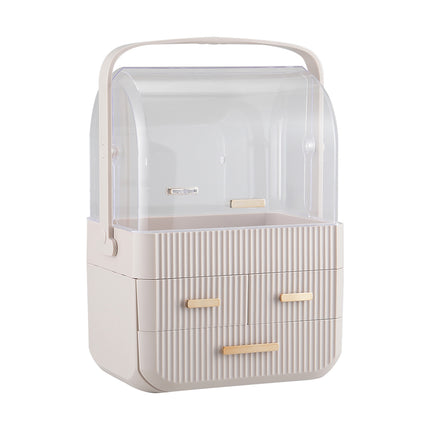 Pink Desktop 3 Drawers Cosmetics Storage Organizer
