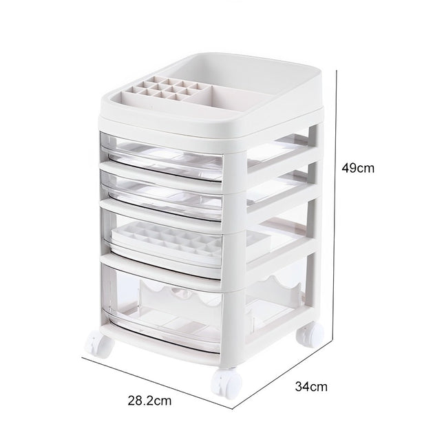 Removable Cosmetic Storage Organizer with Wheels and Drawers