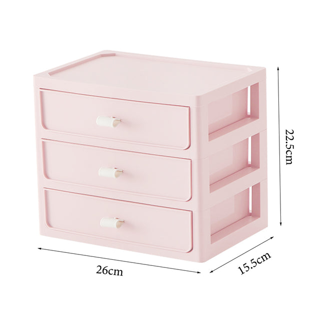 Desktop Stationery Cosmetic Storage Box with Three Drawers