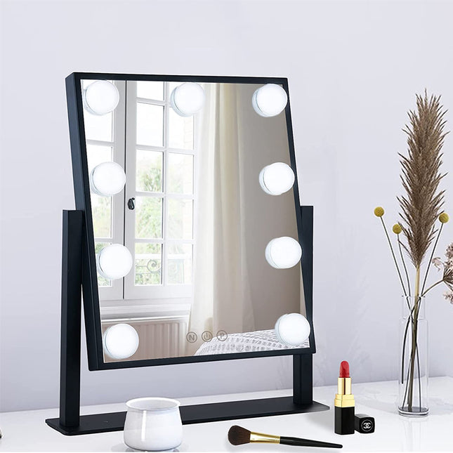 Hollywood Vanity Mirror with 9 LED Bulbs and 3 Colour Modes 30 x 35 cm