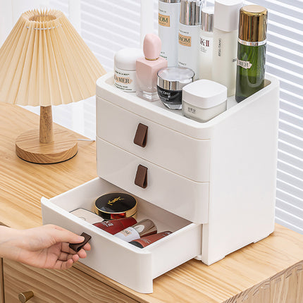 28cm H White Desktop Plastic Three Tier Drawer Organizer