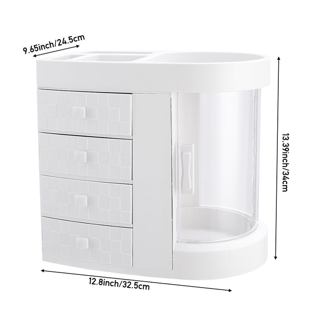 White Acrylic Makeup Cosmetic Organizer with 4 Drawers