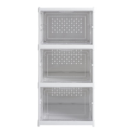 White 3 Tier Foldable Shoe Storage Box Unit