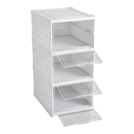 White 3 Tier Foldable Shoe Storage Box Unit