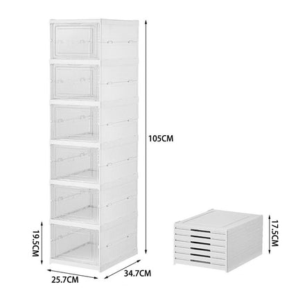 6 Tier Foldable Shoe Storage Box 25 x 105cm