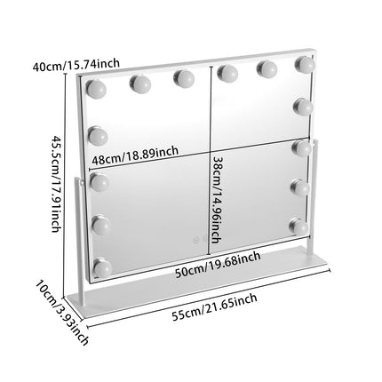 Makeup Mirror with LED Lights and 3 Colour Modes 55 x 45 cm