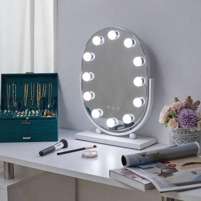 Makeup Mirror with LED Lights and 3 Colour Modes 30×45cm Tabletop