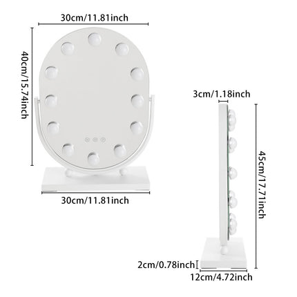 Makeup Mirror with LED Lights and 3 Colour Modes 30×45cm Tabletop