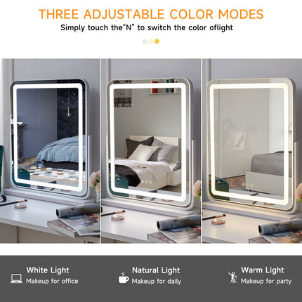 Adjustable Frameless LED Makeup Vanity Mirror 48 x 59cm