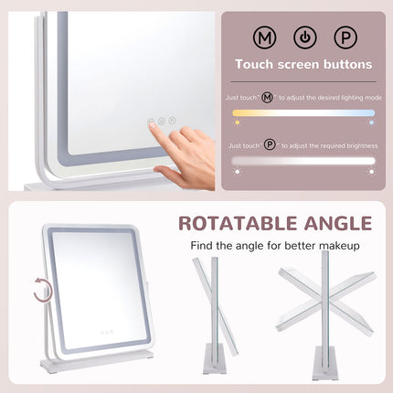 Adjustable Frameless LED Makeup Vanity Mirror 48 x 59cm