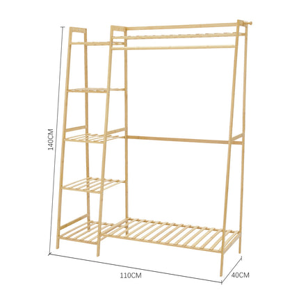 110cm Bamboo Bedroom Garment Clothes Rack Natural