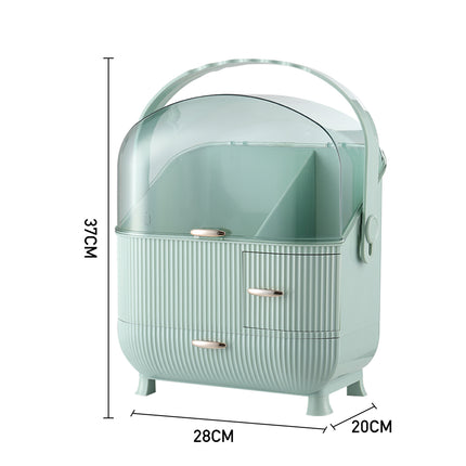 Light Green Large Dustproof Makeup Cosmetic Organizer with Handle