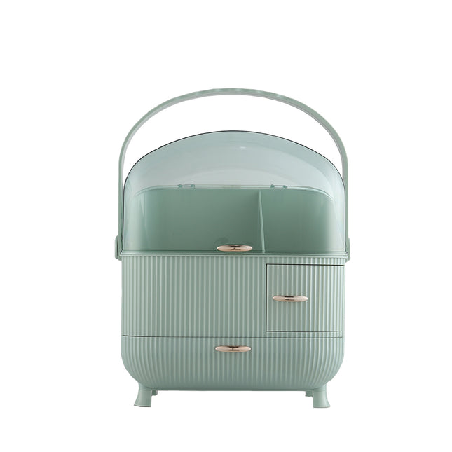 Light Green Large Dustproof Makeup Cosmetic Organizer with Handle