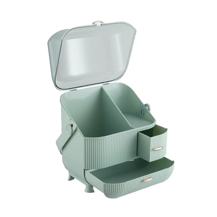 Light Green Large Dustproof Makeup Cosmetic Organizer with Handle