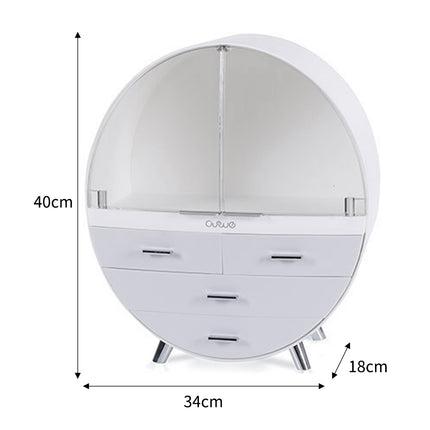 Dust Proof Round Cosmetic Storage Box Desktop Organizer