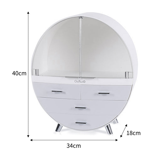 Dust Proof Round Cosmetic Storage Box Desktop Organizer