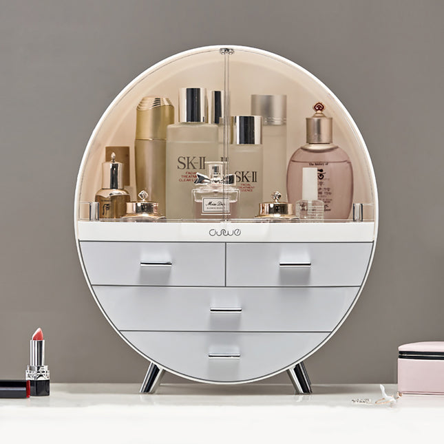Dust Proof Round Cosmetic Storage Box Desktop Organizer
