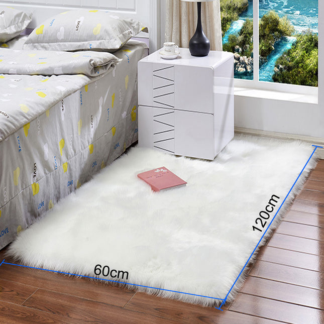 Retangular Super Soft Shaggy Area Rug White 120cm