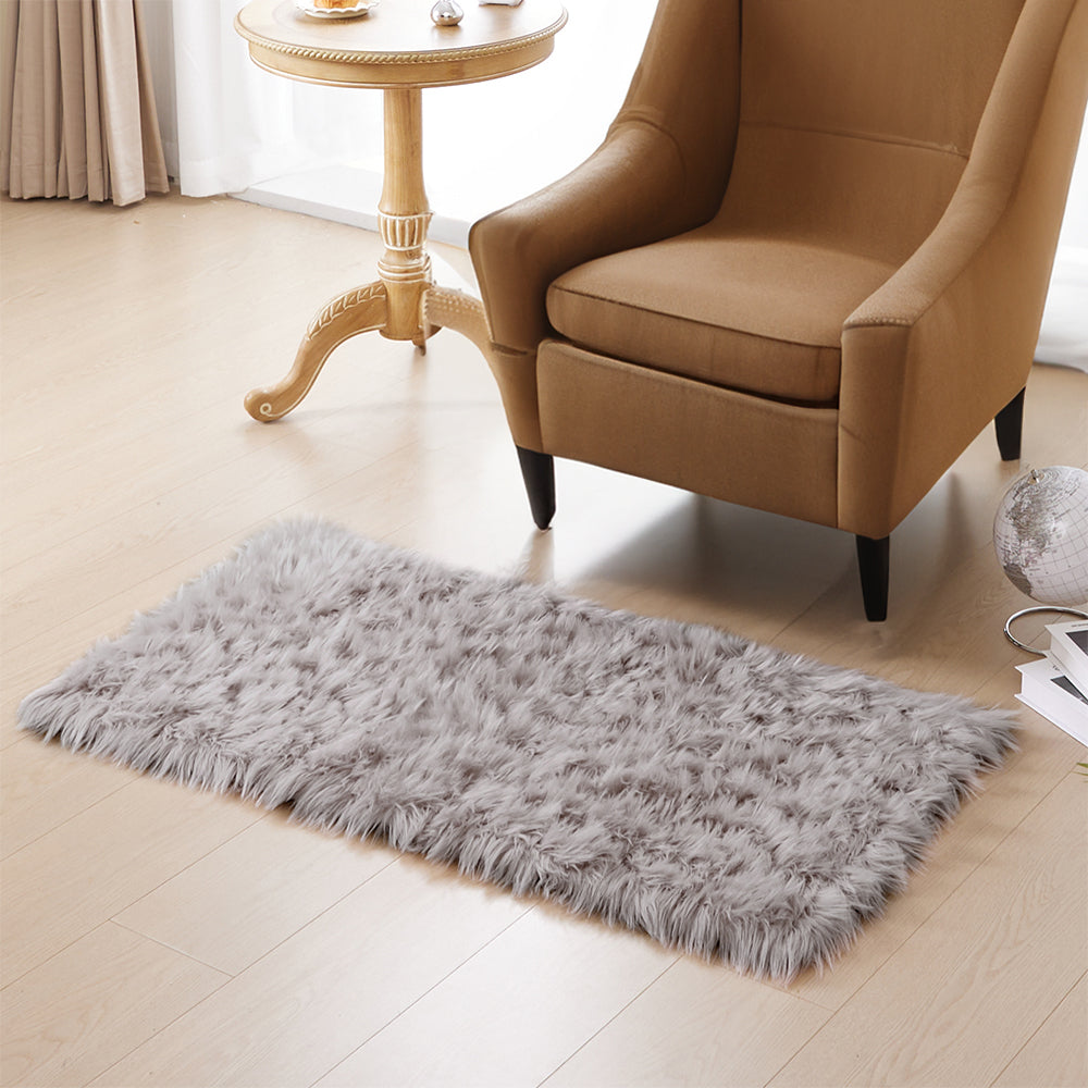 90/120/180cm L Retangular Super Soft Shaggy Area Rug Grey