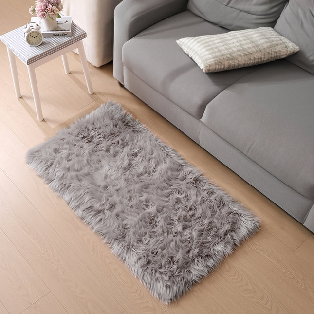 90/120/180cm L Retangular Super Soft Shaggy Area Rug Grey