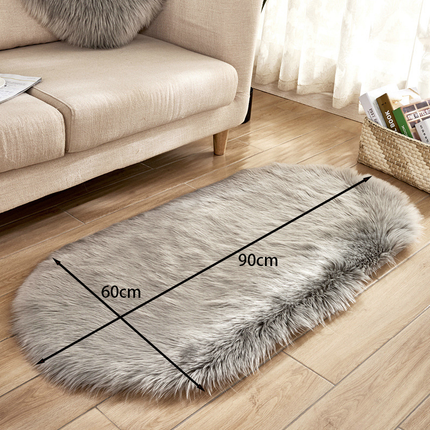 Oval Super Soft Shaggy Area Rug Grey 90cm