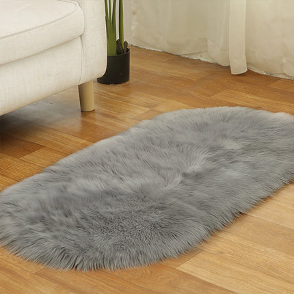 Oval Super Soft Shaggy Area Rug Grey 90cm