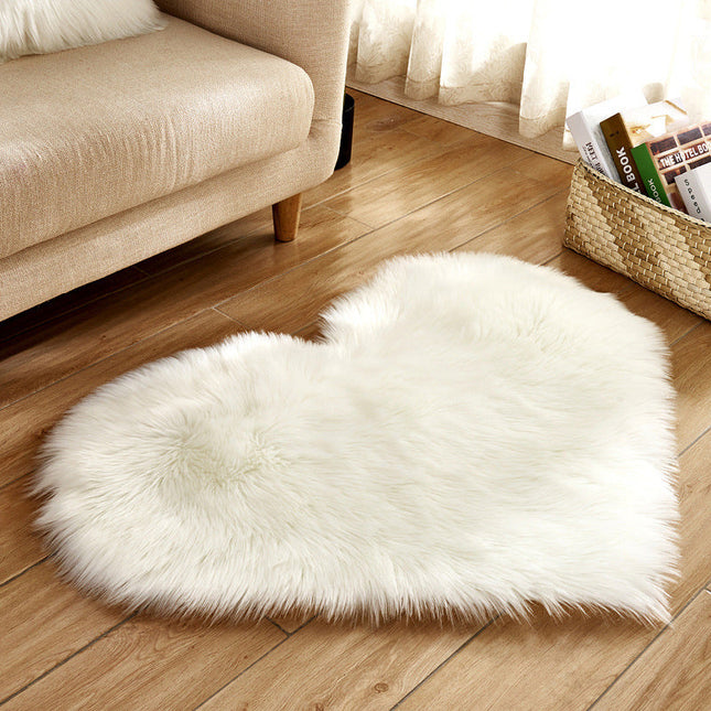 Heart Shaped Super Soft Shaggy Area Rug White/Grey/Pink