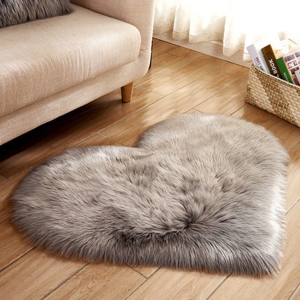 Heart Shaped Super Soft Shaggy Area Rug White/Grey/Pink
