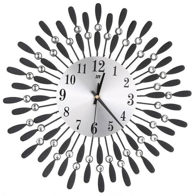 Black 3D Silent Drop Shape Metal Wall Clock with Crystal