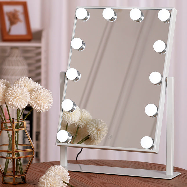 Rotary Makeup Mirror Standing LED Lighted Mirror  36x48cm