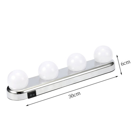 Battery Operated LED Vanity Lights with 4 Bulbs 30 x 6 cm