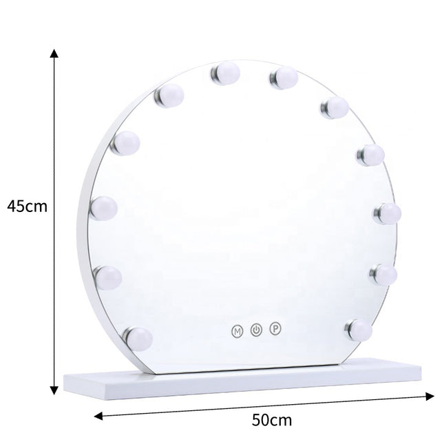 Frameless Hollywood Vanity Mirror with LED Lights 50 x 45 cm
