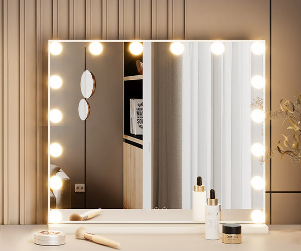 Large Makeup Vanity Dressing Table Mirror LED Dimmable Lights 62x52cm