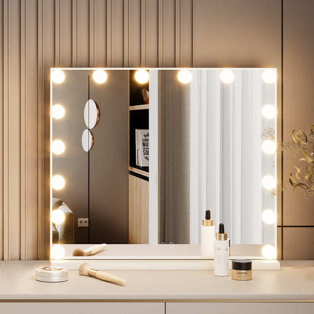 Large Makeup Vanity Dressing Table Mirror With LED Dimmable Lights 62x52cm