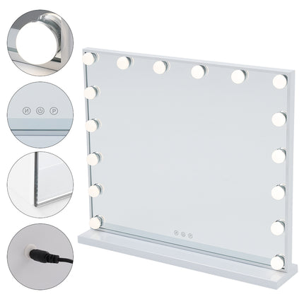 Large Makeup Vanity Dressing Table Mirror With LED Dimmable Lights 62x52cm