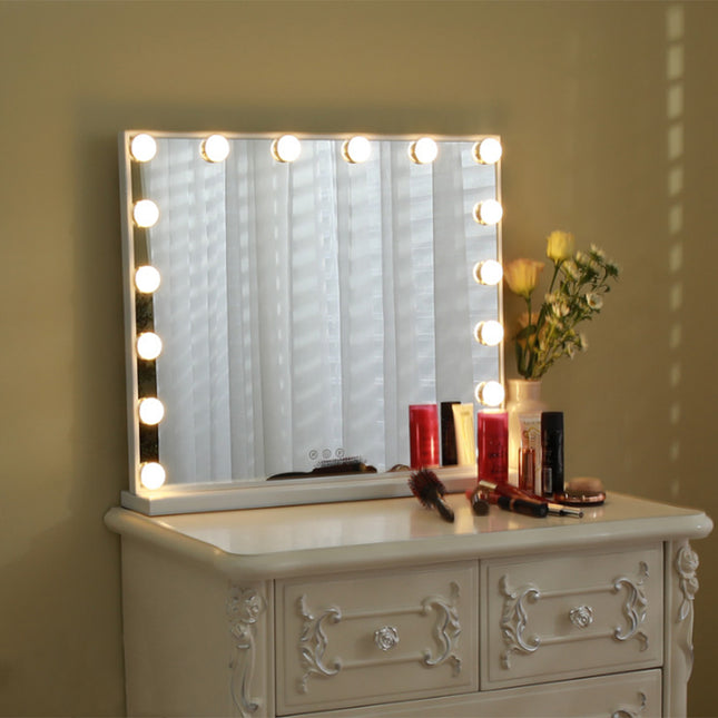 Large Makeup Vanity Dressing Table Mirror With LED Dimmable Lights 62x52cm