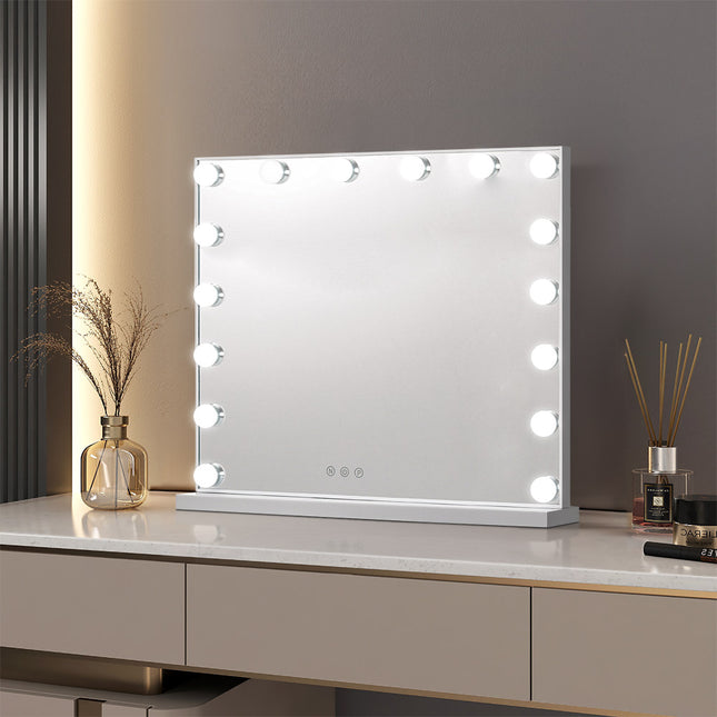 Large Makeup Vanity Dressing Table Mirror With LED Dimmable Lights 62x52cm