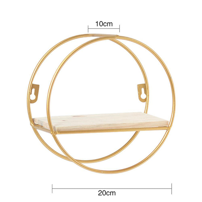 Bathroom Wall Shelf Gold Round Framed Storage Shelf