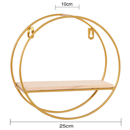 Bathroom Wall Shelf Gold Round Framed Storage Shelf