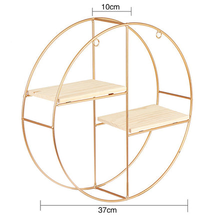 Bathroom Wall Shelf Gold Round Framed Storage Shelf