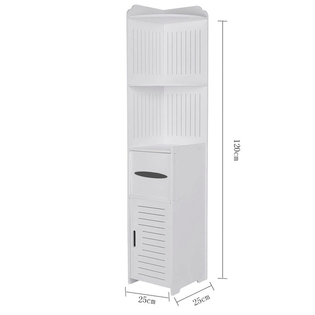 120cm Freestanding Storage Cabinet White Bathroom Corner Cupboard