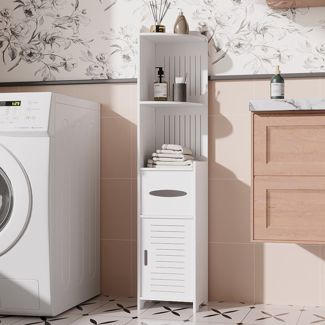 120cm Freestanding Storage Cabinet White Bathroom Corner Cupboard