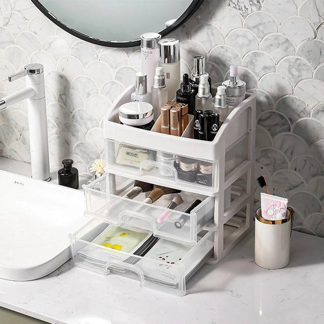 Plastic Makeup Organizer with 3 Drawers