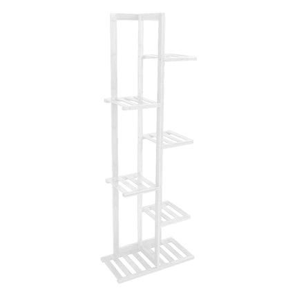 White 6 Tier Wood Flower Pots Holder Rack