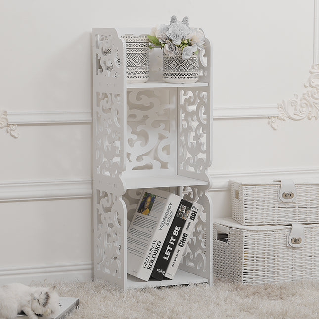 3-Tier Bathroom Storage Rack with Hollow Pattern