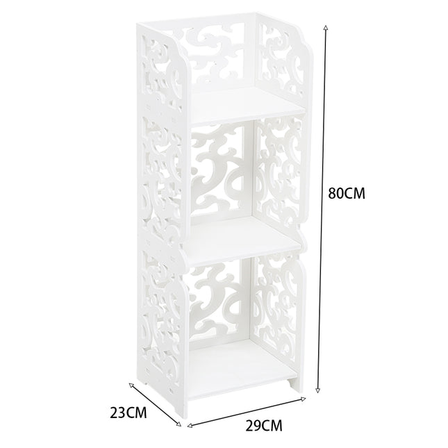 3-Tier Bathroom Storage Rack with Hollow Pattern