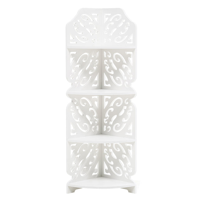 4-Tier Bathroom Corner Rack Storage Units with Hollow Pattern 80cm H
