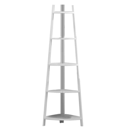 White 5 Tier Ladder Corner Bamboo Wood Flower Plant Stand