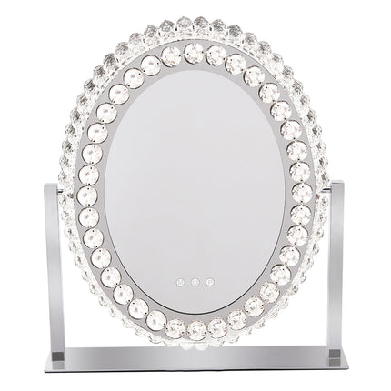 Oval Crystal LED Hollywood Vanity Mirror with Touch Screen 46 x 51 cm
