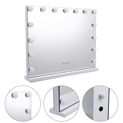 Makeup Dressing Mirror with Touch Sensor Dimmable 15 LED Lights 58x48cm